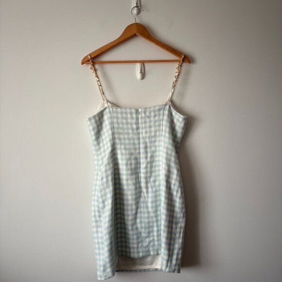 Guess Caroline Tweed Check Dress Blue White Size 10 - Picture 5 of 7